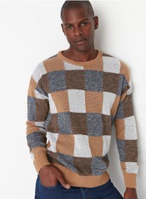 تصویر ژاکت بافتنی چهارخانه برند trendyol Checked Knitted Sweater