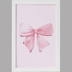 تصویر تابلو خندالو طرح پاپیون صورتی فریم سفید 