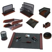 تصویر ست رومیزی اداری ۱۴ تکه شهاب تحریر مدل چوب و فلز 