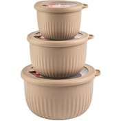 تصویر کاسه لیمون مدل درب دار کد HS2223 مجموعه 3 عددی - طوسی 