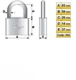 تصویر قفل آویز ۰۳۲ گیرا – Gira 
