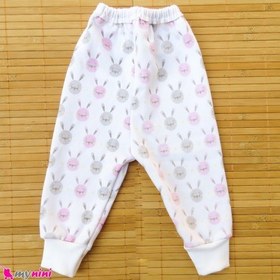 تصویر لباس زمستانی دخترانه شلوار توکُرکی نوزاد و کودک دورس صورتی خرگوش Baby warm pants 