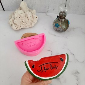 تصویر قالب شمع سیلیکونی مدل هندوانه یلدا مبارک Silicone candle mold