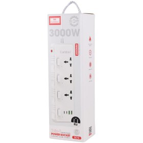 تصویر چند راهی 3 خانه برق ارت دار ارلدام ES-SC10 با کابل 2 متری + شارژر USB و Type-C Earldom ES-SC10 Way Electricity Adapter 2M WITH 2 USB AND 2 Type-C PORT