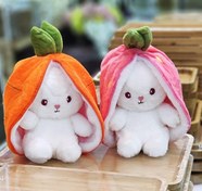 تصویر عروسک خرگوش زیپی طرح هویج و توت فرنگی 