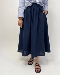 تصویر دامن رها - سرمه ای / فری سایز 