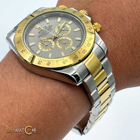 تصویر ساعت مچی رولکس مردانه دیتونا دو رنگ صفحه نقره ای ROLEX Daytona 59696 