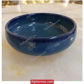 تصویر کاسه سفالی سوپخوری آبی ساده Simple blue soup bowl