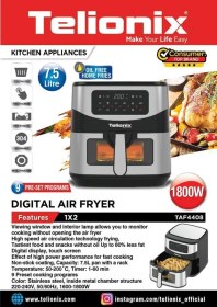 تصویر سرخ کن بدون روغن تلیونیکس مدل TAF4408 ا TELIONIX TAF4408 AIR FRYER TELIONIX TAF4408 AIR FRYER