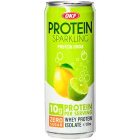 تصویر آبمیوه پروتئینه او کا اف OKF طعم لیمو بدون شکر 355 میلی لیتر باکس 24 عددی Okf Protein Sparkling Lemon Drink 355 ml