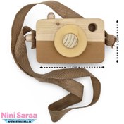 تصویر دوربین چوبی طرح تدی اکسسوری اتاق نوزاد با کیفیت چوب راش 