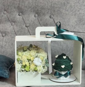 تصویر باکس گل و کیک تولد سبز فلوبار 