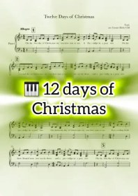 تصویر نت پیانو Twelve Days of Christmas به همراه اجرای نت 