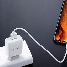 تصویر شارژر ارلدام مدل ES-197 همراه با کابل تایپ سی Earldom ES-197 USB Charger With Type-C Cable