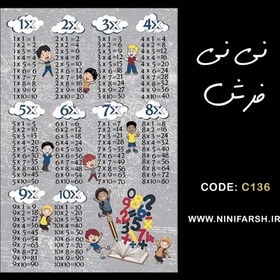 تصویر فرش کودک طرح آموزش جدول ضرب کد C136 قابل شستشوی راحت، نرم و لطیف 