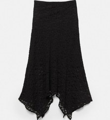 تصویر دامن میدی توری نامتقارن زنانه مشکی پل اند بیر 