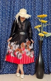 تصویر پیراهن زنانه مجلسی ساتن طرح کلوش - آبی Klosh