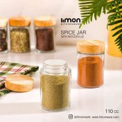 تصویر جا ادویه شیشه ای 110 سی سی در چوب لیمون کد 2382 