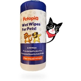 تصویر دستمال مرطوب حیوان خانگی پتوپیا (بسته50عددی) – Pet Wet Wipes Pack of Petopia 