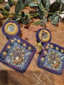 تصویر گوشواره و سنجاق سینه سوزن دوزی کد 07 