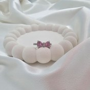 تصویر انگشتر جواهری پاپیون دخترانه طرح تاج و پروانه رنگبندی 