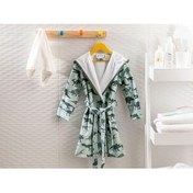 تصویر حوله تنپوش کودک و نوزاد دخترانه پسرانه بچگانه DINOSAURS VELVET CHILDREN BATHRABE 6 8 سال سبز انگلیش هوم English Home 