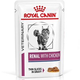 تصویر پوچ گربه رویال کنین مدل Renal with Chicken در سس وزن ۸۵ گرم Royal Canin Renal with Chicken Pouch in Gravy 85g