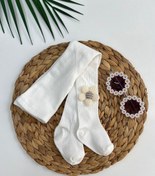 تصویر جوراب شلواری دخترانه از نوزادی تا 6 سال طرح گل بابونه - 2 سال / نسکافه ای 