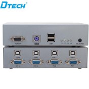 تصویر سوییچ کی وی ام 4 به 1 دیتک مدل Dtech DT 7017 KVM Switch 4X1 