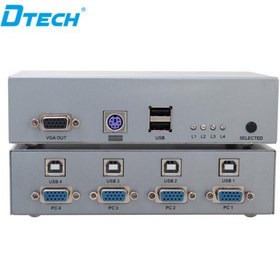 تصویر سوئیچ کی وی ام 4 به 1 دیتک DTECH DT-7017 KVM Switch 4X1 