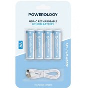 تصویر باتری قلمی شارژی پاورولوژی مدل PAAV2RBT بسته ۴ عددی 