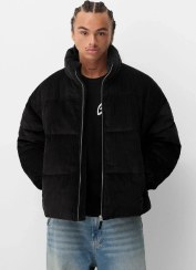 تصویر کاپشن مردانه برشکا اورجینال Bershka Corduroy puffer jacket 