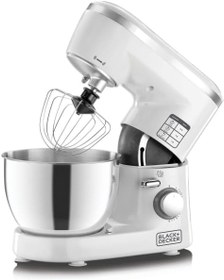 تصویر دستگاه میکسر پایه آشپزخانه بلک اند دکر - ارسال 20 روز کاری Black & Decker Kitchen Stand Mixer Machine, 1000W Power, 4L Large Capacity, Stainless Steel Bowl, 6 Speed Settings for Perfect Baking Results, Easy Mixing & Kneading, 2 years warranty, SM1000-B5