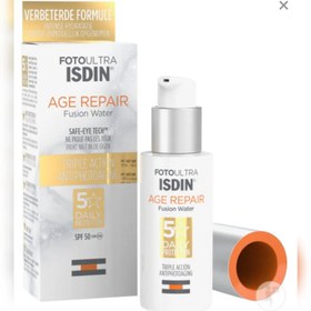 تصویر کرم ضد آفتاب ضد چروک بی رنگ ايزدين مدل ‏Isdin Fusion Water Ultra Age Repair Spf50 ‏Isdin Fusion Water Ultra Age Repair Spf50 50ml