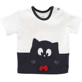 تصویر تی شرت آستین کوتاه پسرانه پولونیکس طرح گربه کد 017 