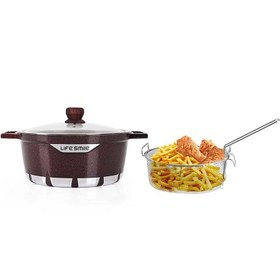 تصویر قابلمه گرانیتی لایف اسمایل مدل FLCM Life Smile FLCM32BS Non stick Soup Pot