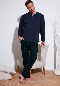 تصویر ست پیژامه و لباس خواب Buratti اورجینال مردانه بوراتی 6572003 Plaid Cotton Elastic Waist Regular Fit Long Sleeve Pajama Set Men's Pajama Set 65720 