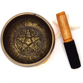 تصویر کاسه تبتی پنج بودا چکشی برنزی14cm 