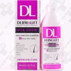 تصویر شامپو تقویت کننده موی چرب درمالیفت ۲۰۰ میلی لیتر Dermalift Vita-Grow Anti Hair Loss Shampoo 200 ml