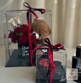 تصویر باکس گل و کیک تولد با گل مردانه | کد: ZNB-PTR 