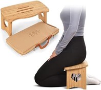 تصویر نیمکت مدیتیشن تاشو زانویی مدیتیشن مدیتیشن نیمکت زانو زدن مدفوع بامبو نیمکت یوگا برای تمرین طولانی مدت شامل صندلی سیزا تاشو برای یوگا مدیتیشن یا دعا 