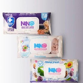 تصویر دستمال مرطوب نینو مدل کالاندولا بسته 70 عددی Nino Calendula baby Wet Wipes 50pcs