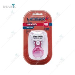 تصویر تیغ اصلاح چهار لبه سیستمی مسافرتی زنانه لمسر 1 عددی Lemser 4 Blade Portable Dispsable for Woman 1 pc