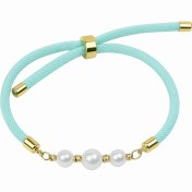 تصویر دستبند طلا نخی البرنادوی مرواریدی سبز 