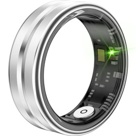 تصویر حلقه هوشمند استیل ضدآب SR03 + شارژر باکس - نقره ای / ۸ Smart Ring Sr03