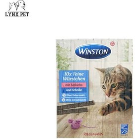 تصویر تشویقی مدادی گربه وینستون طعم ماهی سالمون و قزل آلا وزن ۵۰ گرم Winston Snack For Cats 10pcs