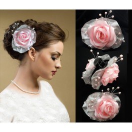 تصویر خرید گل سر یا کلیپس با طرح رز صورتی Pink Rose 