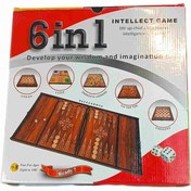 تصویر تخته نرد و شطرنج چوبی ۶ بازی 