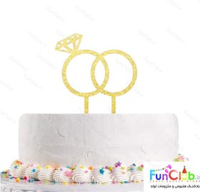 تصویر تاپر کیک پلکسی طرح حلقه طلایی 