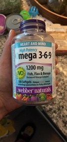 تصویر امگا 3 6 9 وبر نچرالز 1200 میلی گرم (180 عددی) Webber Naturals High Potency Omega 3-6-9, 180 softgels